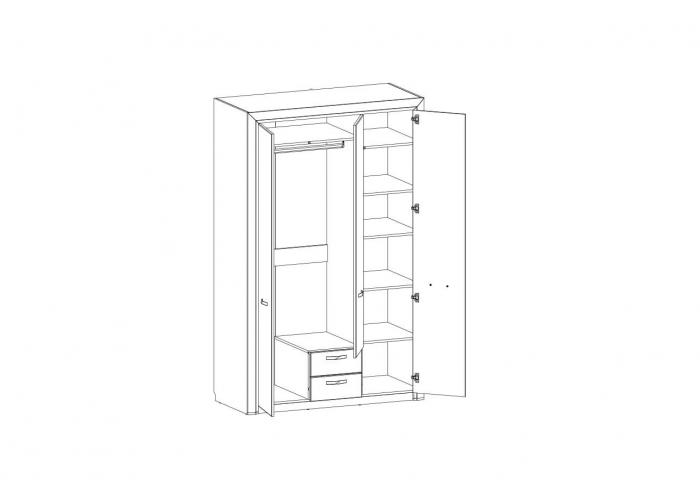 Шкаф без зеркала Анрэкс OLIVIA 3D2S