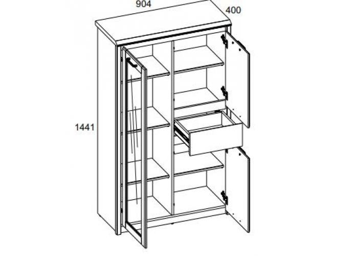 Шкаф с витриной Анрэкс BJORK 1V2D1S
