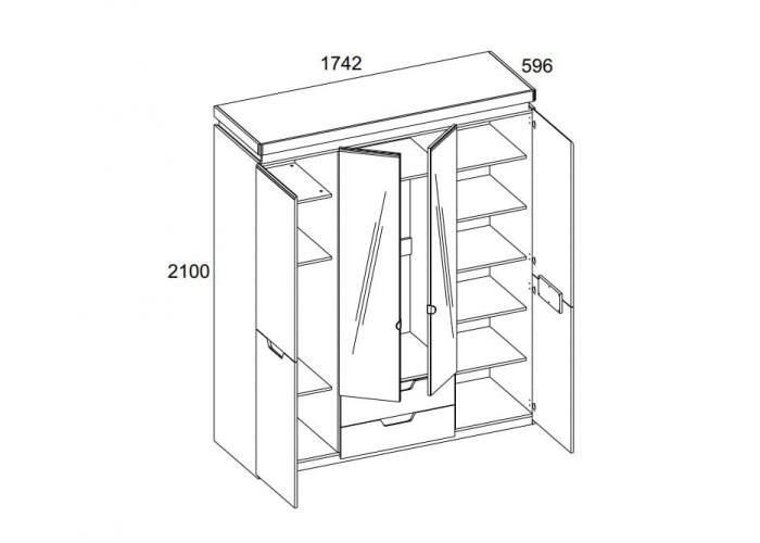 Шкаф Анрэкс TORINO 4DG2S Z