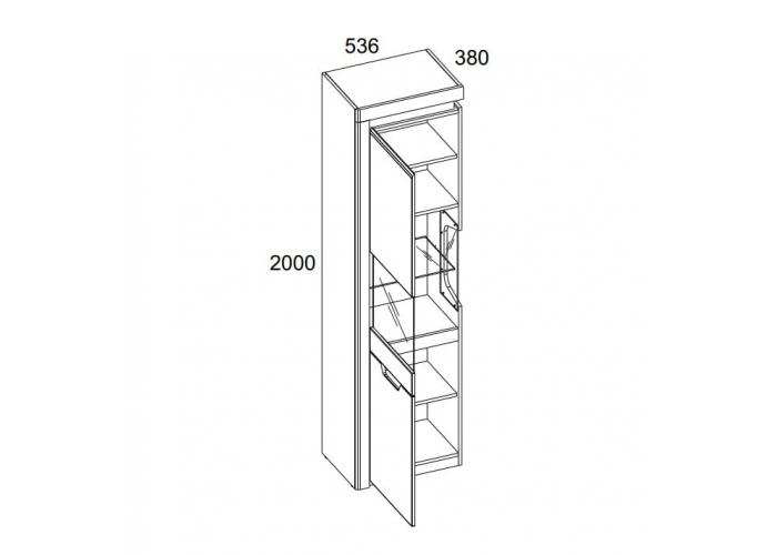 Шкаф с витриной Анрэкс TORINO								 1V1D L