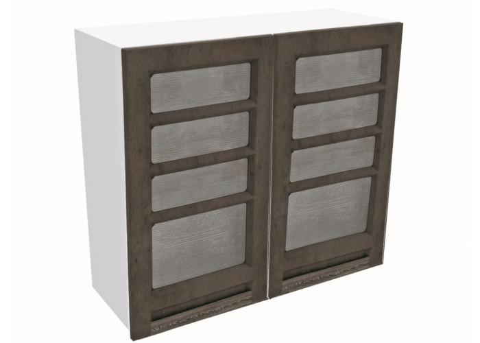 Шкаф 2-х дверный навесной со стеклом СБК Грей ШСТ-80