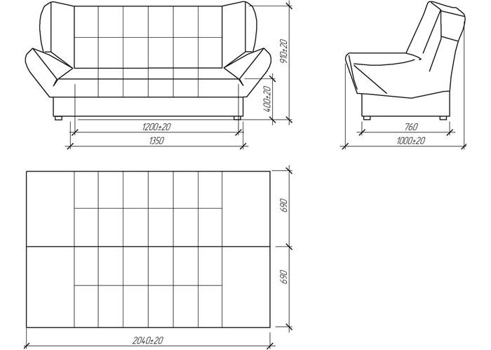 Диван Апогей Клик-кляк ДК Коричневый