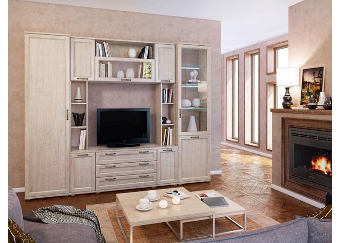 Шкаф-витрина полки ЛДСП Евромебель Рандеву GV56 Р