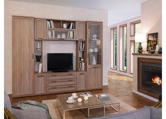 Шкаф-витрина полки ЛДСП Евромебель Рандеву GV56 Р