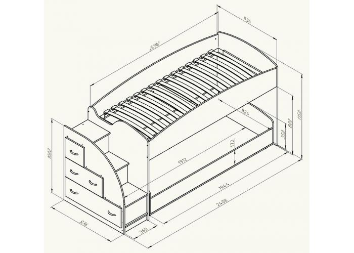 Кровать двухъярусная Формула Мебели Дюймовочка-4.2