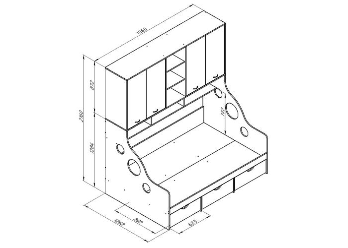 Кровать с антресолью Формула Мебели ДЕЛЬТА-21.01