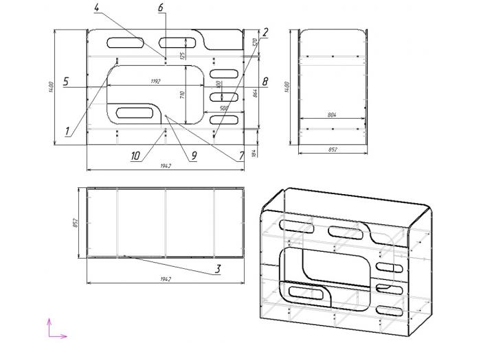 Кровать двухъярусная Формула Мебели ДЕЛЬТА-МАКС 20.03