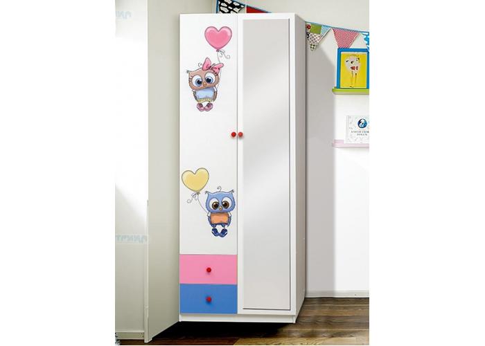 Шкаф 2-х дверный с ящиками и зеркалом Матрица Совята 2.1