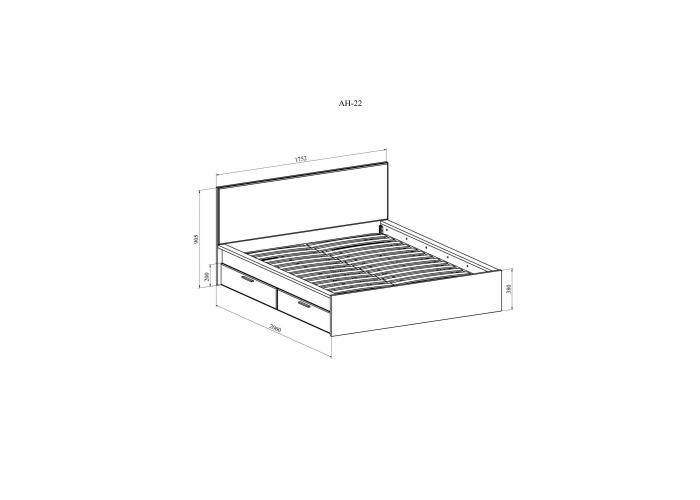 Кровать 2-х спальная ЛДСП Compass Анастасия Дуб Роше АН-22К