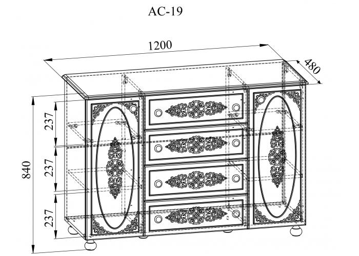 Тумба комбинированная Compass Ассоль АС-19