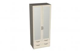 Шкаф двухдверный зеркальный с ящиками Евромебель Рандеву S90.2z